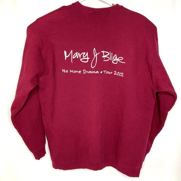 2002 Mary J Blige No More Drama Tour Stage Crew Sweatshirt Size XXXL Burgundy - Picture 1 of 11